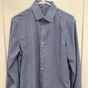 State & Liberty Blue Checkered Shirt (Size: M)